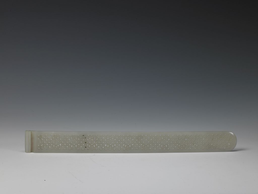 图片[1]-White jade carving plate with long grain flat square-China Archive